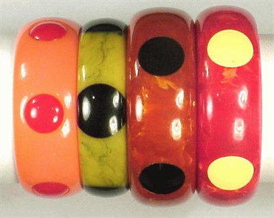 Lot 277 - Group of Four Dot Bracelets Three with five...