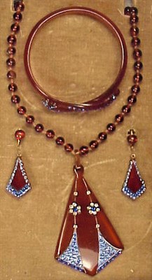 Lot 290 - Rhinestone Encrusted Celluloid Jewelry Set...