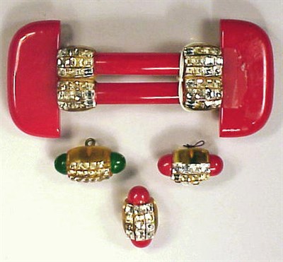Lot 468 - Bakelite Two-Color Rhinestone Encrusted Belt...