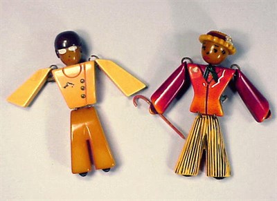 Lot 273 - Two Bakelite Jointed Figural Brooches Heights...