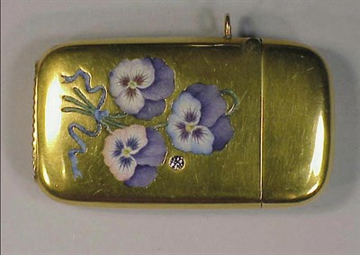 Lot 313 - Gold Match Safe 14 kt. yellow gold, of oblong...