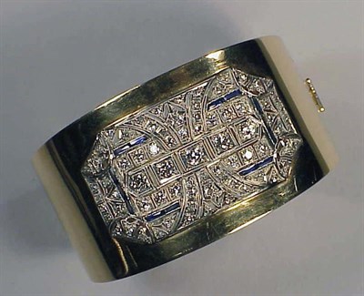 Lot 382 - Gold and Diamond Bangle Bracelet 14 kt. yellow...