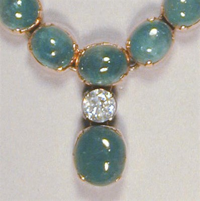 Lot 444 - Cabochon Emerald Necklace Designed as a line...