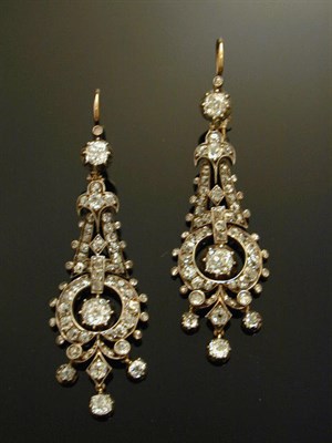 Lot 484 - Pair of Antique Girandole Earrings Yellow gold...
