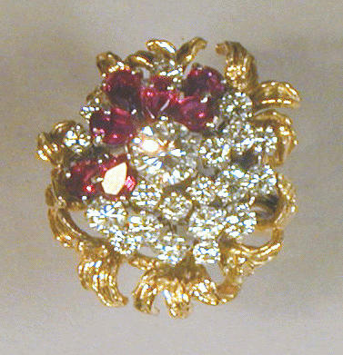 Lot 478 - Ruby and Diamond Ring Platinum, of cluster...