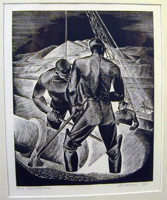 Lot 175A - Leon Gilmour CEMENT FINISHERS Wood engraving,...