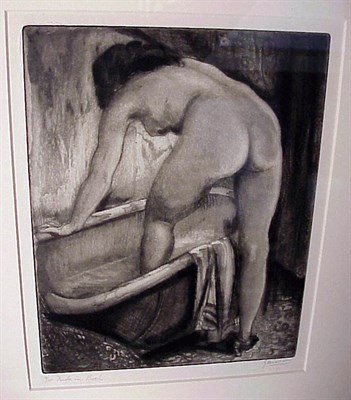 Lot 175 - Emil Ganso NUDE IN BATH Aquatint, circa 1929,...
