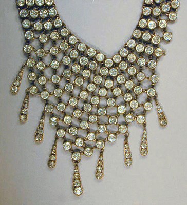 Lot 194 - Large Rhinestone Bib Necklace Pave rhinestones...
