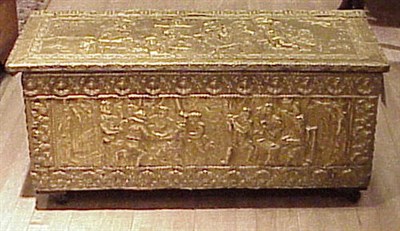 Lot 361 - English Brass Chest with Relief Decoration