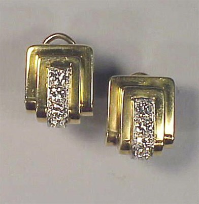 Lot 169 - Pair of Gold and Diamond Earrings 18 kt....
