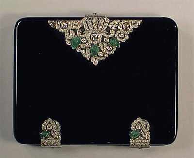 Lot 312 - Diamond and Carved Emerald Cigarette Case The...