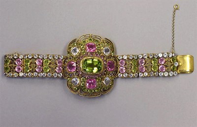 Lot 260 - Hobe Baroque Style Faux Pink and Peridot...