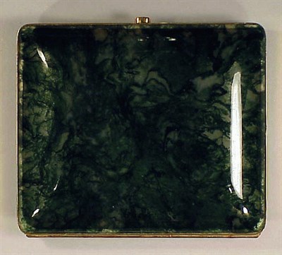 Lot 195 - Moss Agate and Gold Cigarette Case Of...