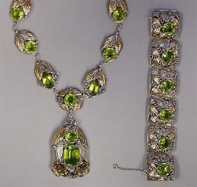 Lot 263 - Hobe Art Nouveau Necklace and Bracelet Faux...