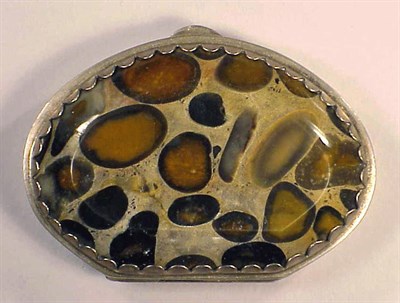 Lot 157 - Silver and Conglomerate Agate Snuff Box Of...