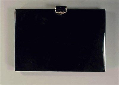 Lot 308 - Large Black Enamel and Diamond Minaudiere Of...