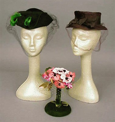 Lot 1032A - Group of Three Jaunty Hats 1950s The first a...