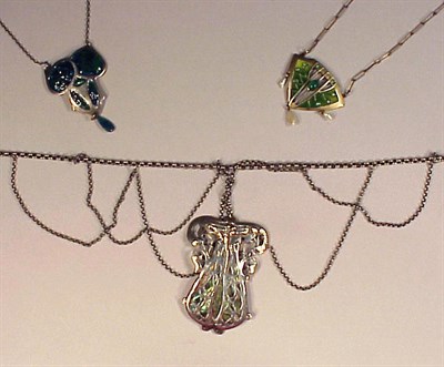 Lot 110 - Three Art Nouveau Necklaces Each a chain and...