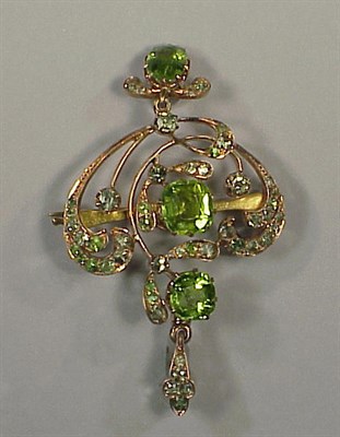 Lot 378 - Gold, Peridot and Green Garnet Pin/Pendant 14...