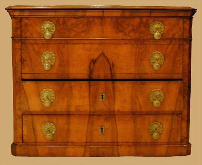 Lot 129 - Queen Anne Style Figured Walnut Chest of Drawers