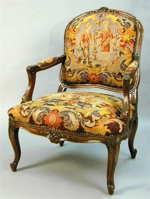Lot 317 - Louis XV Style Fruitwood Upholstered Bergere