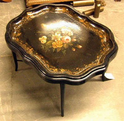 Lot 576 - Victorian Papier Mache Tray Table The shaped...