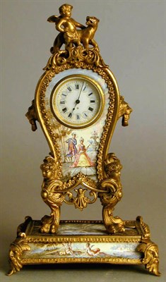 Lot 106 - Continental Gilt-Metal and Enamel Desk Clock