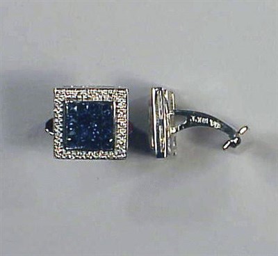 Lot 293 - Pair of Sapphire and Diamond Cufflinks 18 kt....