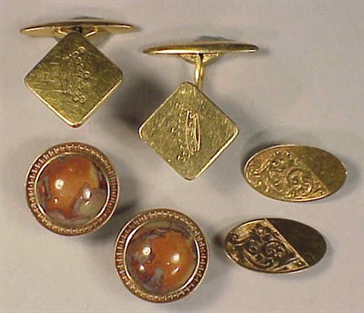 Lot 132 - Three Pairs of Assorted Gold Cufflinks...
