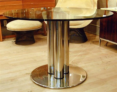 Lot 778 - Chrome and Glass Dining Table