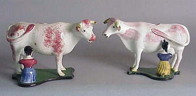 Lot 388 - Two English Creamware Milking Group Cow...
