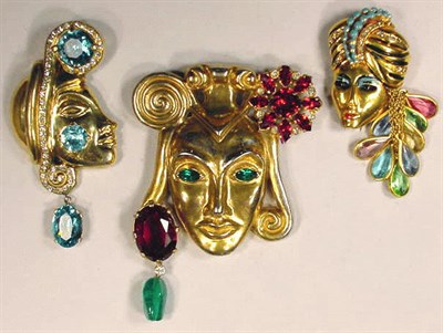 Lot 176 - Group of Exotic Eisenberg Face Pins Comprising...
