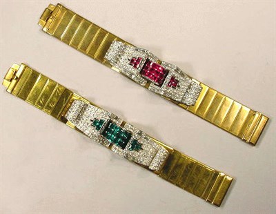 Lot 188 - Two Retro Bracelets 1940s One gilt-metal...