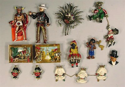 Lot 165 - Group of Ten Unusual Painted Metal Pins...