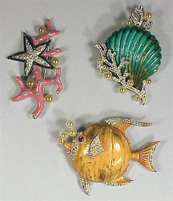 Lot 158 - Group of Trifari Deep Sea Pins Comprising a...