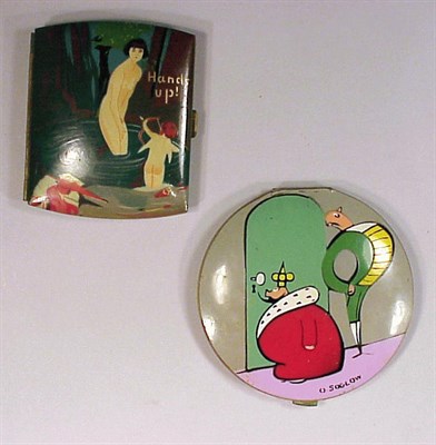 Lot 207 - Comical Keyhole Compact and Cigarette Case The...