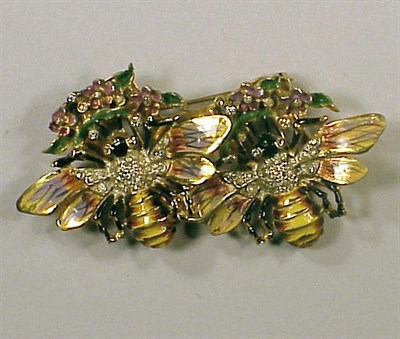 Lot 186 - Coro Craft Bumblebee Duette Enamel and gilt on...