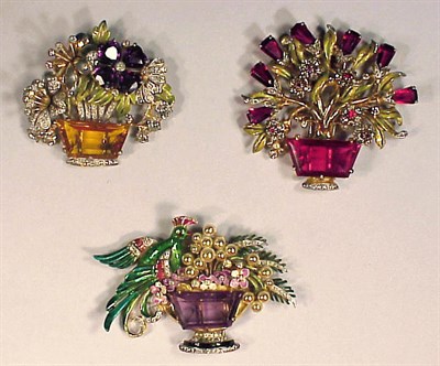 Lot 151 - Group of Three DeRosa Flower Pins Comprising a...