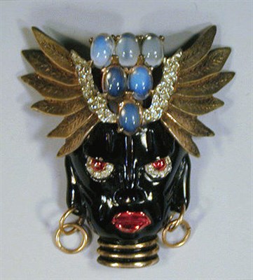 Lot 149 - Reja Woman's Face Pin Gold plated, sterling...