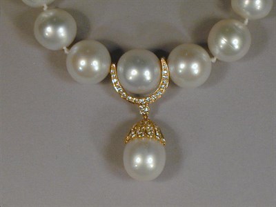 Lot 494 - South Seas Cultured Pearl Necklace with Gold...