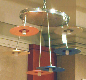 Lot 108A - Chrome and Painted Metal Six-Light Chandelier
