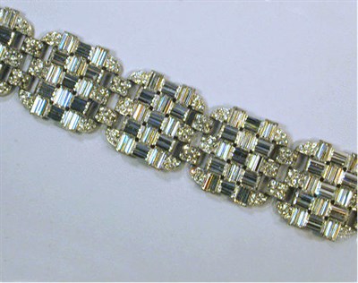 Lot 201 - Basket Weave Evening Bracelet Five linked...
