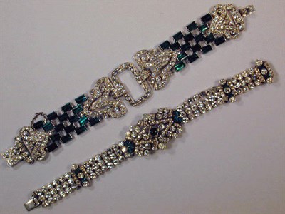 Lot 114 - Two Art Deco Paste Bracelets One primarily...