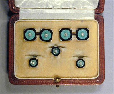 Lot 116 - Art Deco Stud Set Cuff links and studs of...