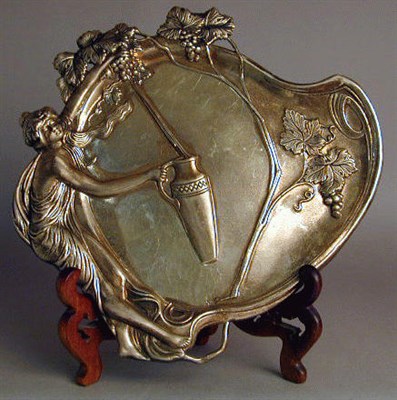 Lot 390 - Art Nouveau Sterling Silver Dish Approximately...