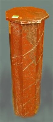 Lot 467 - Pair of Red Marble Pedestals Each of octagonal...