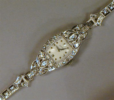 Lot 114 - Lady's Diamond Wristwatch The 14 kt. white...