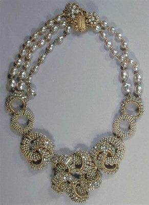 Lot 221 - Miriam Haskell Necklace Curved rhinestone and...