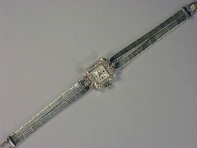 Lot 410 - Lady's Gold and Diamond Wristwatch The 14 kt....