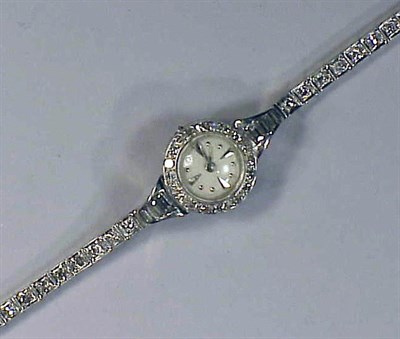 Lot 286 - Lady's Diamond Wristwatch Platinum, each...
